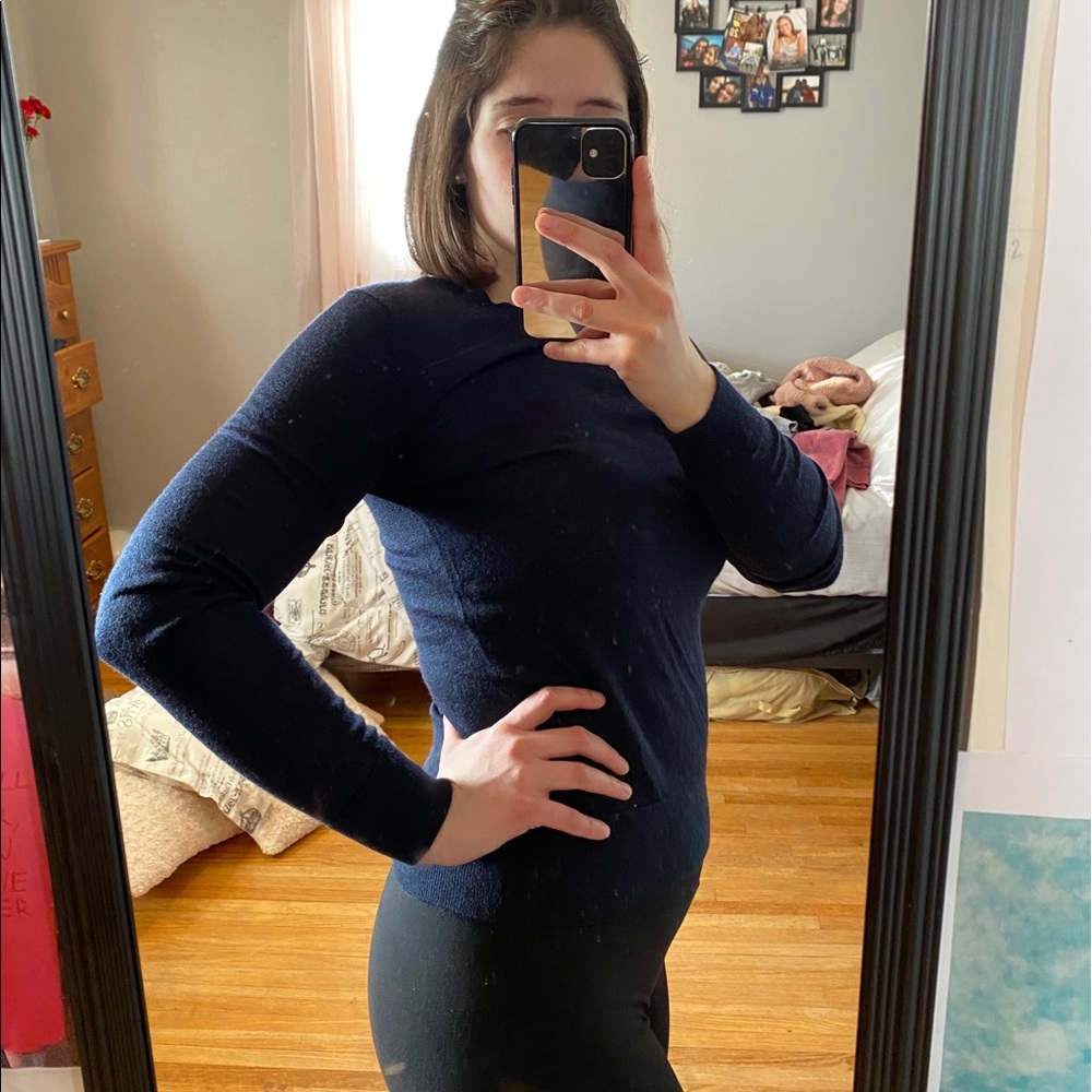 Navy Blue Gap Long Sleeve Thin Sweater